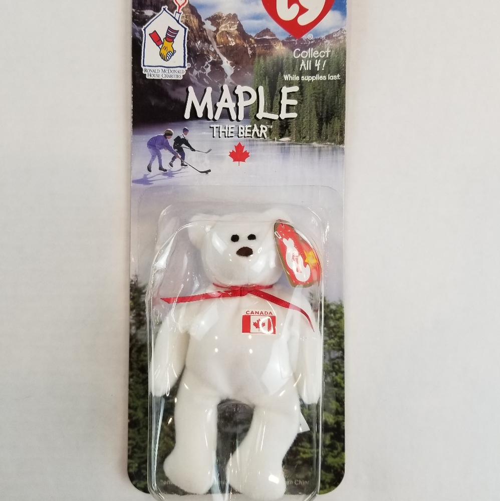 Rare Maple the bear ty Beanie Baby ERRORS NIB